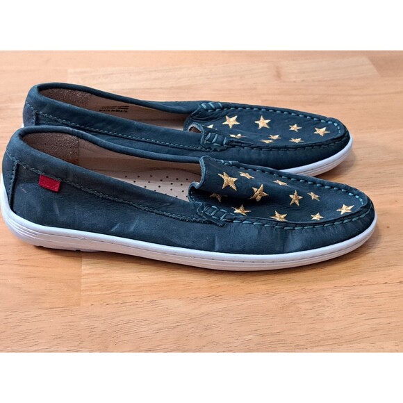 Marc Joseph Madison Leather Nubuck Loafers Big Kid Size 3.5 Green w/ Gold Stars - Picture 10 of 16